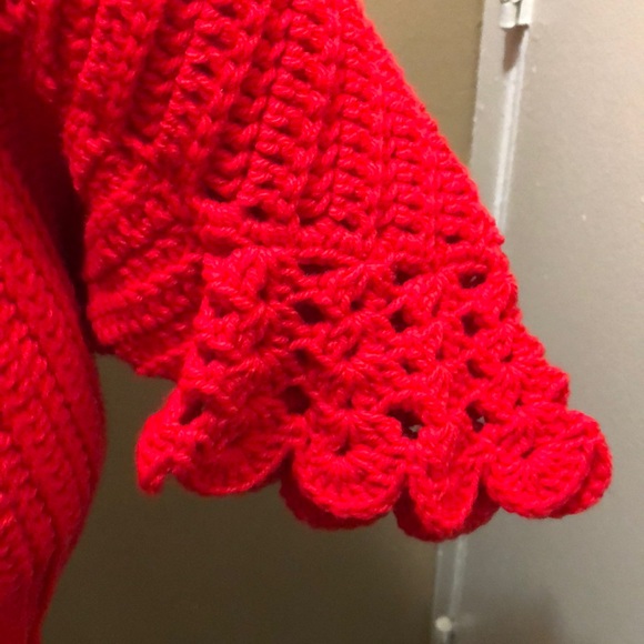Beautiful Red Crocheted Jacket by “Evie”. you must see it to appreciate it. - Picture 3 of 11